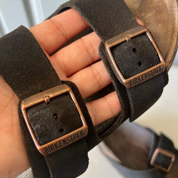 Birkenstock Black Sandals with Adjustable Straps Buckle (read listing) Suede - Picture 4 of 12